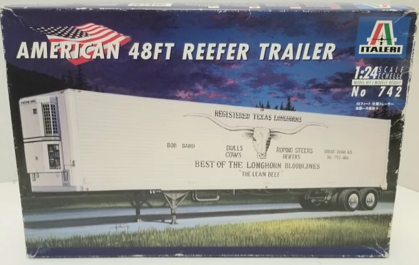 OakridgeStores.com | RESALE SHOP - Italeri American 48 Ft Reefer Trailer Registered Texas Longhorns 1/25 #742 - BREV-742-NOB8280