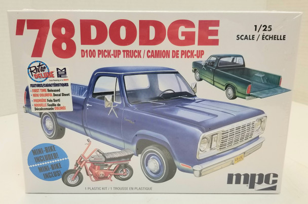 OakridgeStores.com | RESALE SHOP - MPC '78 Dodge D100 Pick Up W/ Mini Bike 1/25 #901M-12 - BREV-901M12-NS8415