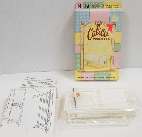 OakridgeStores.com | RESALE SHOP - VTG Calico Miniatures Crib with frame Spring Mattress Decal 1:12 #N104 Kit - DARU-N104-NOB7553