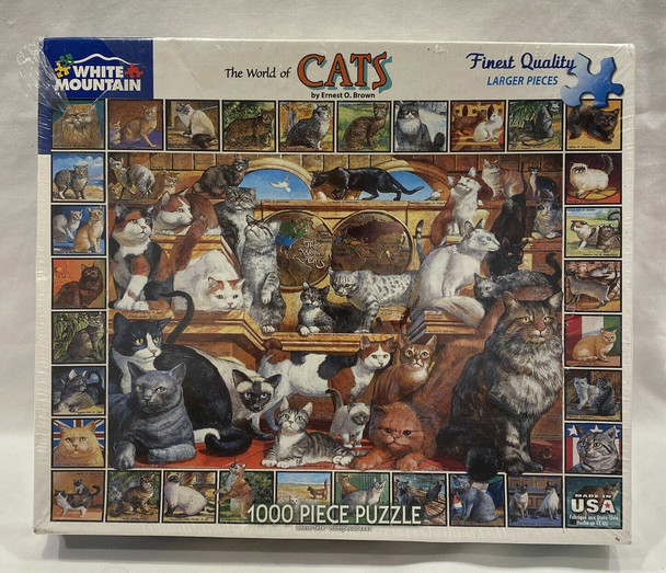 OakridgeStores.com | RESALE SHOP - WHITE MOUNTAIN 1000 PIECE " THE WORLD OF CATS" JIGSAW PUZZLE - BREV-135-NS8449 CNSG724819247554