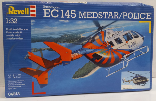 OakridgeStores.com | RESALE SHOP - Revell Eurocopter EC145 Medstar/Police 1:32 Plastic Scale Model Kit - BREV-RVL0468-NS8591
