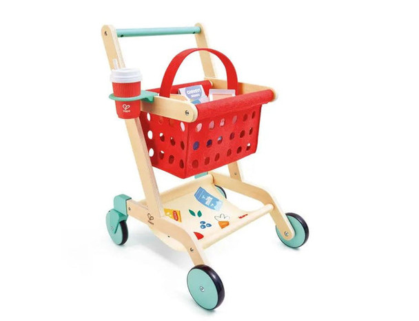 OakridgeStores.com | Hape - Shopping Cart - Wooden Pretend Play Grocery Cart for Ages 3+ - E3234 6943478053380