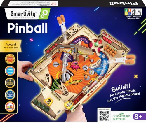 OakridgeStores.com | Hotaling Imports - Smartivity DIY Pinball Machine STEM Toy for Kids Ages 8-14 - Wooden - SMRT1169 8908011797204