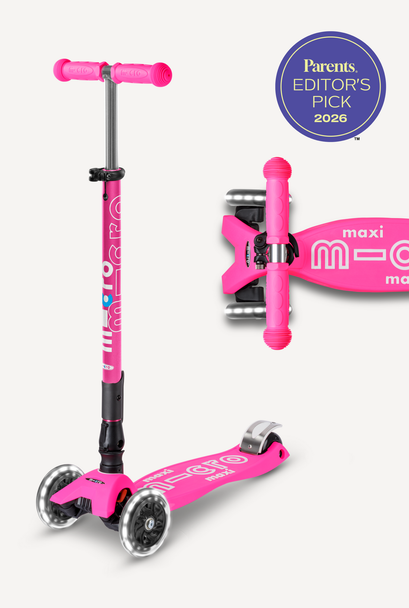 OakridgeStores.com | Micro Scooter - Maxi Deluxe Foldable LED Scooter, Shocking Pink - 3-Wheel Ride-On for Ages 5+ - MMD096 7630053530211