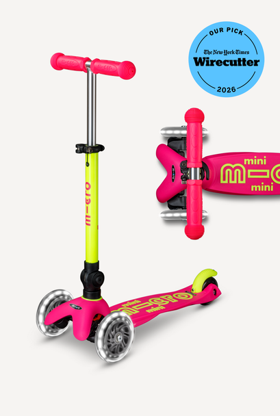 OakridgeStores.com | Micro Scooter - Mini Deluxe Foldable LED Neon Flamingo Pink/Yellow - Foldable 3-Wheel Scooter w/ Light-Up Wheels for Ages 25 - MMD243 7630053569358