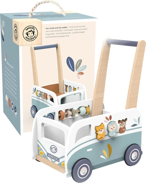 OakridgeStores.com | Speedy Monkey - Van Multi-Activity Walker - Wooden Push Toy & Shape Sorter for Ages 1+ - SP1045 850047013866