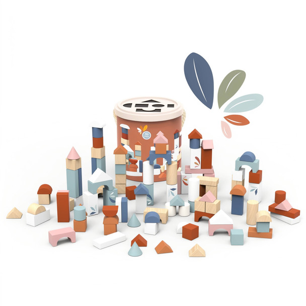 OakridgeStores.com | Speedy Monkey - Drum with 100 Blocks Shape Sorter - Wooden Building Set & Shape Sorter for Ages 1+ - SP1065 850074240303