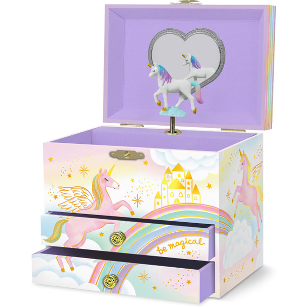 OakridgeStores.com | US Toys - Unicorn Musical Jewelry Box 2-Drawer - Spinning Unicorn, Keepsake Storage for Ages 3+ - GHB1401 5065015790099