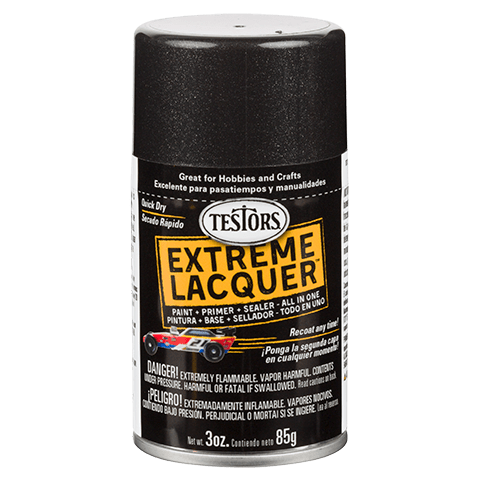 TESTORS - 1832MT Lacquer Spray Blazing Black 3 oz. Paint 0075611183206