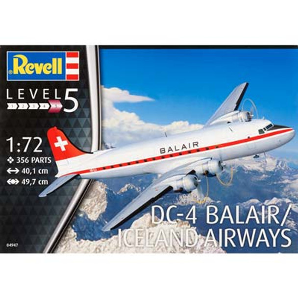 REVELL - 1/72 DC-4 Balair Plastic Model Airplane Kit (04947) 4009803049472