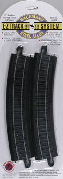BACHMANN - 22"Radius Curved(4 Pack) STEEL HO Scale Track (44403) 022899444031