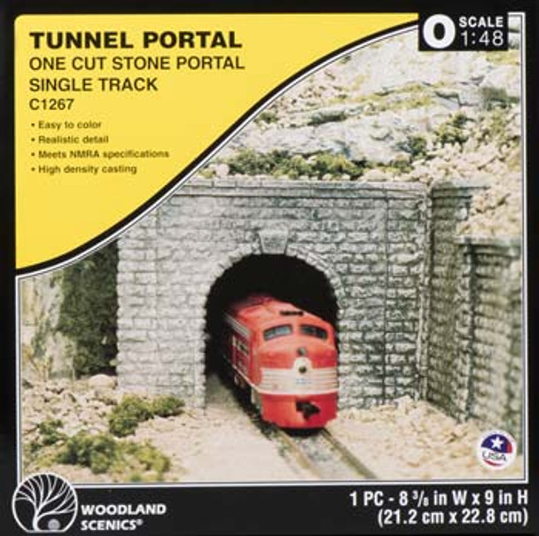 WOODLAND SCENICS - O Scale Plaster Single Track Tunnel Portal Cut Stone (C1267) 724771012672