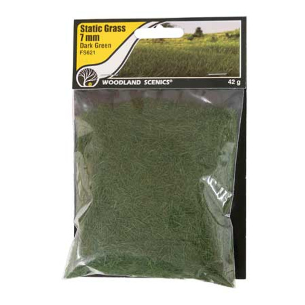 WOODLAND SCENICS - Static Grass Dark Green 7mm - (FS621) 724771006213
