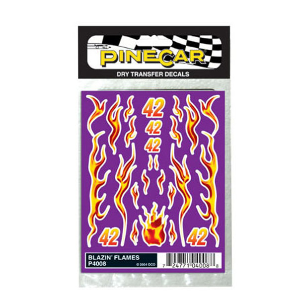 PINECAR - Blazin'Flames Dry Transfer' for Pinecar / Pinewood Derby Cars (P4008) 724771040088