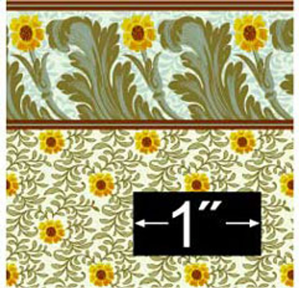 BRODNAX PRINTS - 1 Inch Scale Dollhouse Miniature - Wallpaper: Sunflower - PACK OF 3 SHEETS (BP1AC102)