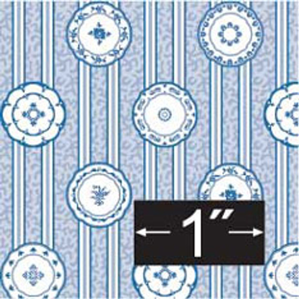 BRODNAX PRINTS - 1 Inch Scale Dollhouse Miniature - Wallpaper: China Blue - PACK OF 3 SHEETS (BP1KT606)