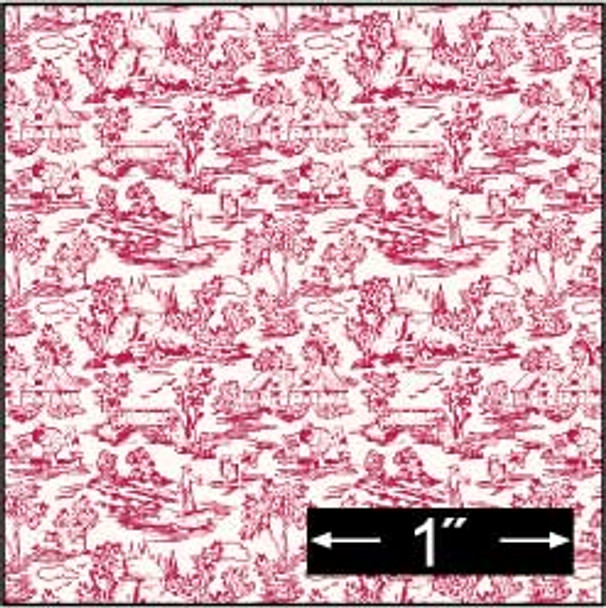 BRODNAX PRINTS - Half Scale (1/2" Scale) Dollhouse Miniature - Wallpaper: Campagne Red - PACK OF 3 SHEETS (BPHFR212)