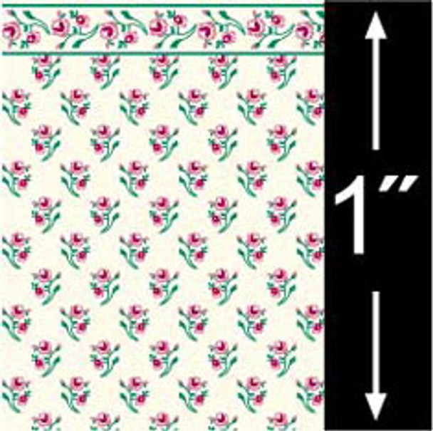 BRODNAX PRINTS - Quarter Inch Scale (1/4" Scale) Dollhouse Miniature - Wallpaper: Cherokee Rose - PACK OF 3 SHEETS (BPQVT205)