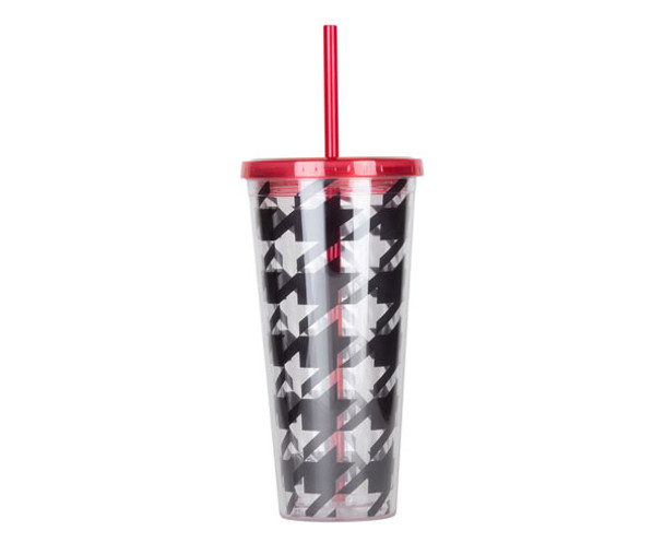 ZEE'S CREATIONS - Thirzt 2 Go Tumbler W/ Lid & Straw - Houndstooth (AC3009) 817441014806