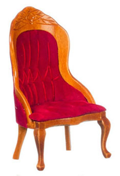 AZTEC - Furniture Victorian Gent's Chair, Red Velvet - 1 Inch Scale Dollhouse Miniature (D6271) 717425062710