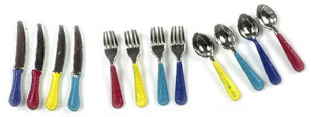 AZTEC - 1 Inch Scale Dollhouse Miniature - 12 Piece Fiesta Silverware Set (AZDC0301F) 761577330081