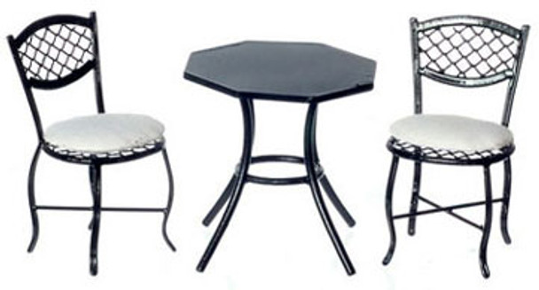 AZTEC - 1 Inch Scale Dollhouse Miniature Furniture - 3 Piece Black Wire Table Set (AZEIWF539) 717425555397