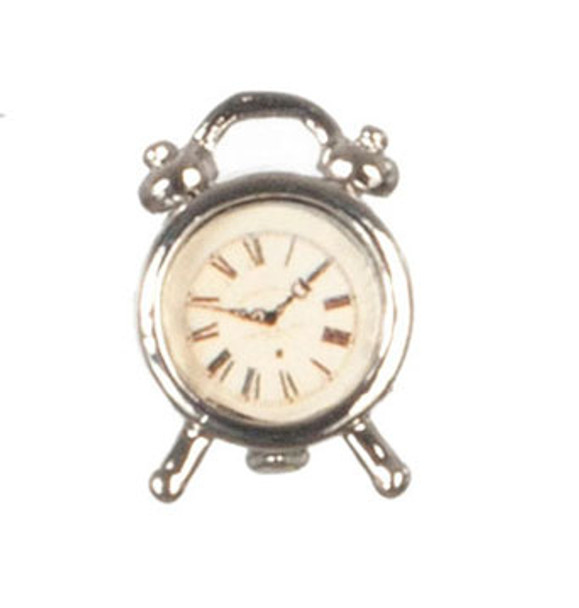 AZTEC - Silver Alarm Clock - 1 Inch Scale Dollhouse Miniature (G7001) 717425770011