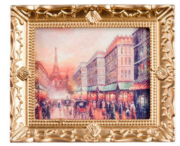 AZTEC - Paris Street Scene In Frame - 1 Inch Scale Dollhouse Miniature (G7942) 717425579423