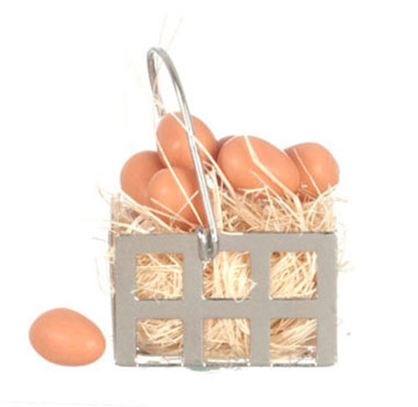 AZTEC - Egg Basket with Brown Eggs - 1 Inch Scale Dollhouse Miniature (G8271) 717425582713