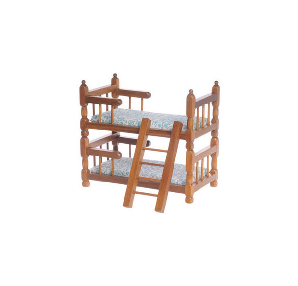AZTEC - 1 Inch Scale Dollhouse Miniature Bedroom Furniture - Bunkbed Walnut (AZG9313) 715773931306