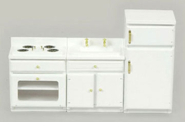 AZTEC - 1 Inch Scale Dollhouse Miniature Kitchen Furniture - White Appliance Set 3 pcs (AZT0517) 717425517005