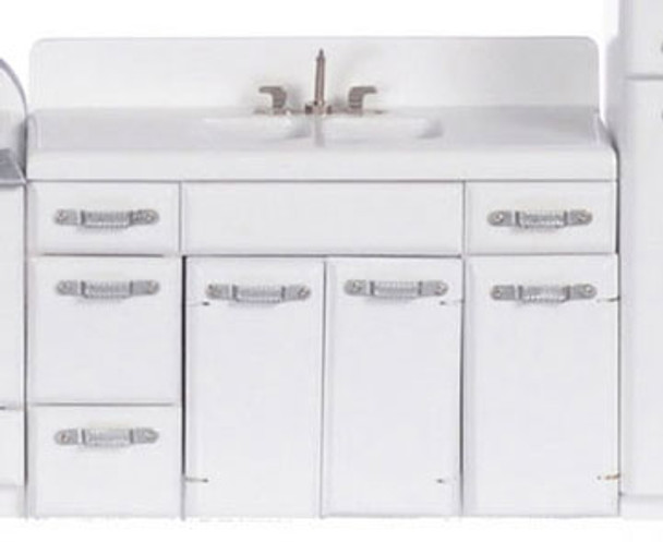 AZTEC - 1 Inch Scale Dollhouse Miniature Furniture - 1950s Double Sink White (AZT5014)
