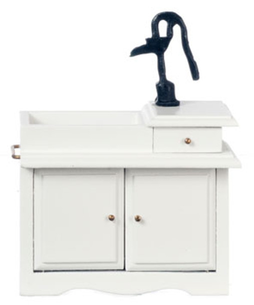 AZTEC - 1" Scale Dollhouse Miniature Furniture: Wet Sink with Black Pump - White Kitchen Appliance AZT5074 717425507402