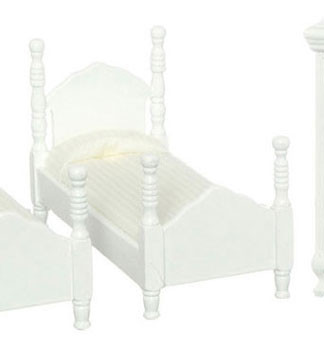 AZTEC - 1 Inch Scale Dollhouse Miniature Bedroom Furniture - Twin Bed White (AZT5670) 717425556707