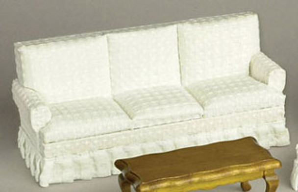 AZTEC - 1 Inch Scale Dollhouse Miniature Living Room Furniture - Sofa White And Walnut (AZT6666) 717425066664