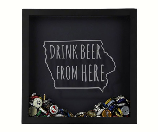 BEER CAP TRAPS - Shadow Box Iowa - Beer Cap Collector's Trap BCTSHADBOXTYPIA 4872193195841