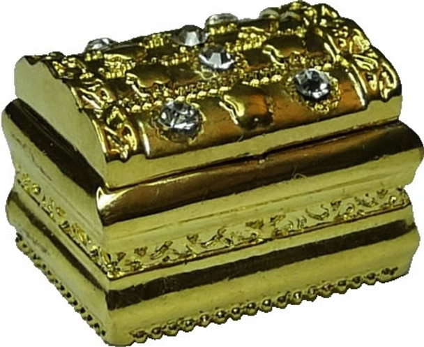 BRIGHT DELIGHTS 1" Scale Dollhouse Miniature Gold Chest With Encrusted Gems J066