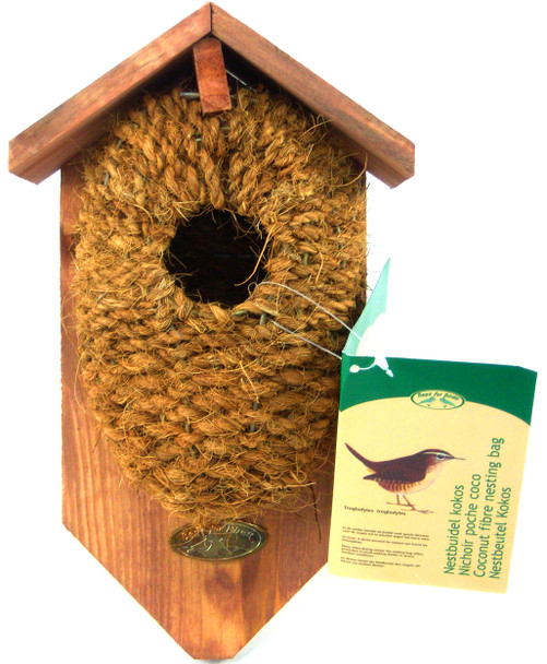 BEST FOR BIRDS - Nest Pocket Style BirdHouse - Coconut Fiber with roof (Wrens) (BFBNKBC) 8714982005619