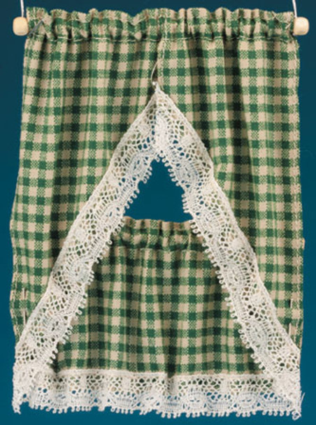 BARBARA O'BRIEN - 1" Scale Dollhouse Miniature - Kitchen Curtains: Country Green (51608) 731851516081