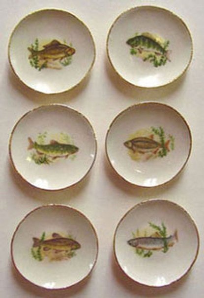 BY BARB - 1" Scale Dollhouse Miniature - Fish Plates- Set of 6 (CDD96)