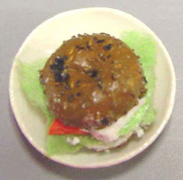 BY BARB - 1" Scale Dollhouse Miniature - Bagel & Lox Plate (JF12)