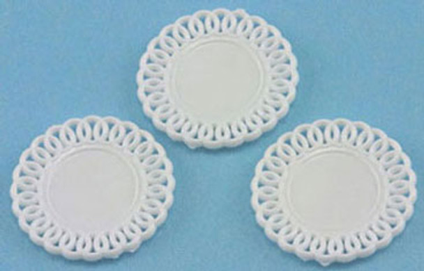 CHRYSNBON - 1 Inch Scale Dollhouse Miniature - Lace-edged Plates (CB153) 749939401860