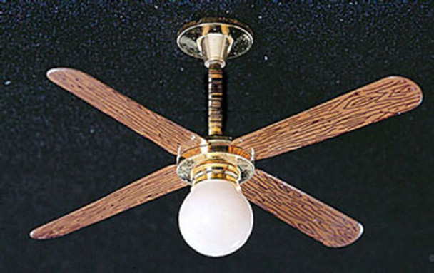 CIR-KIT - 1 Inch Scale Dollhouse Miniature Lighting - Ceiling Fan With Removable Globe (CK3953) 726121039537