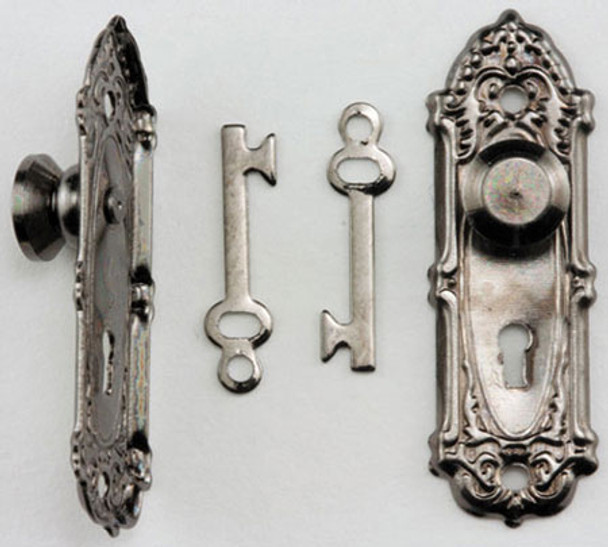CLASSICS - Dollhouse Furniture Opryland Door Handle with Key - 2 pack 1" Scale Dollhouse Miniature CLA05576 731851055764