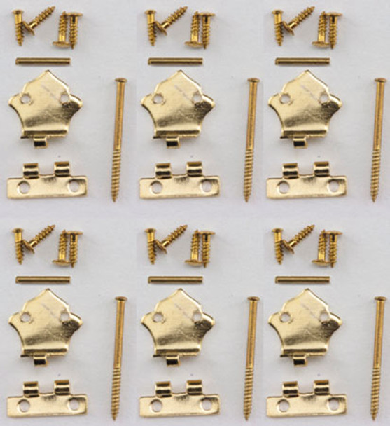 CLASSICS - Dollhouse Furniture Offset Hinges with Nails - 6 pack 1" Scale Dollhouse Miniature CLA05646 731851056464