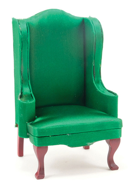 CLASSICS - 1" Scale Chair Mahogany with Emerald Green Fabric Dollhouse Miniature (10989) 731851109894