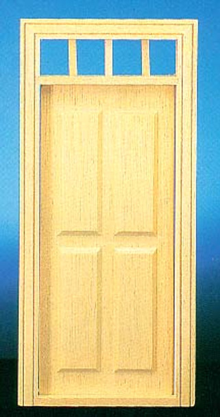 CLASSICS - 1 Inch Scale Dollhouse Miniature TRADITIONAL FOUR PANEL DOOR WITH 4 RAISED DOOR PANELS & 4 SECTION TRANSOM (76001) 731851760019