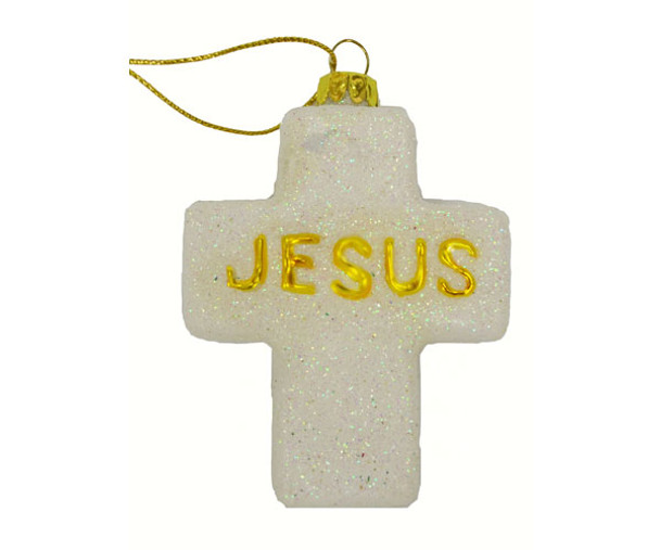 COBANE STUDIO - Cross Jesus Glass Ornament (COBANEA321) 874504001173