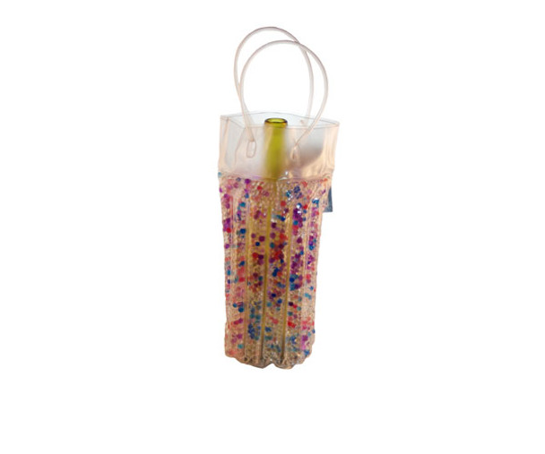 ZEE'S CREATIONS - The Cool Sack Freezer Wine Bag - Beaded Tall Round - Blue, Purple, Clear, Pink (CS9010) 817441010686