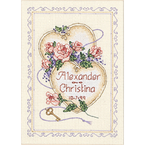 DIMENSIONS - United Hearts Wedding Record Mini Counted Cross Stitch Kit-5"x7" 14 count (6730) 088677067304